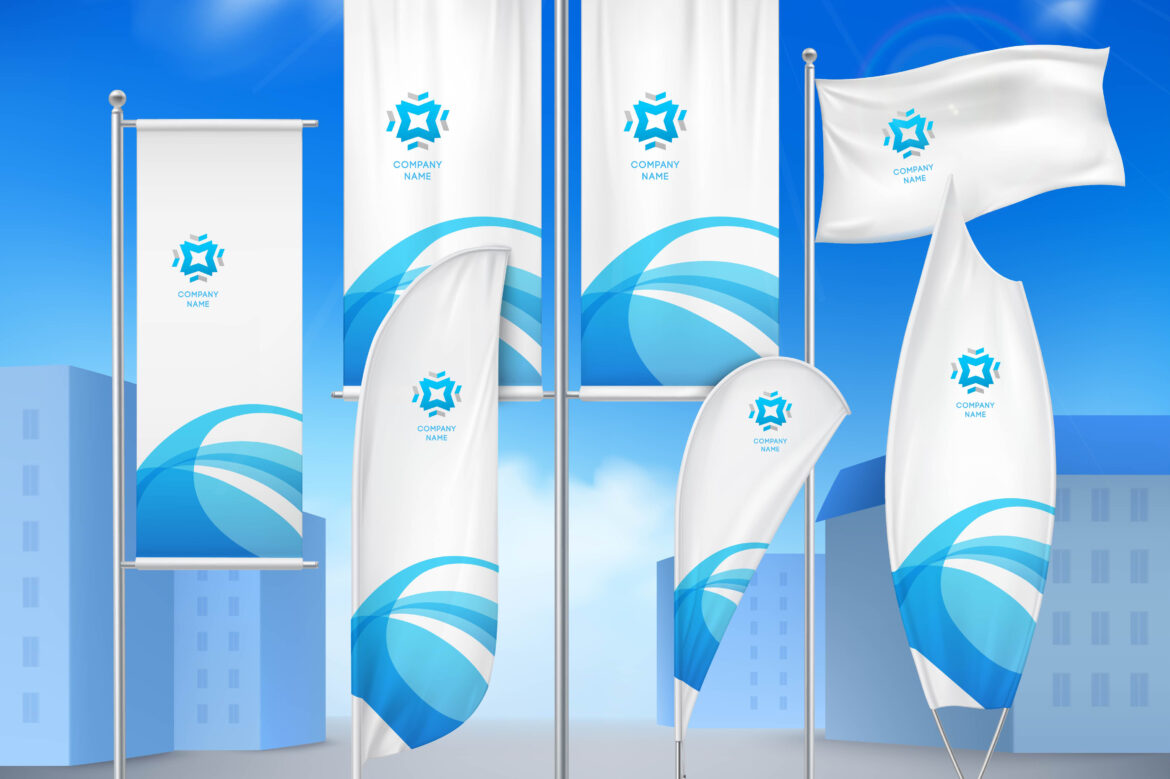 Flag Banners Collection Color Sky Background
